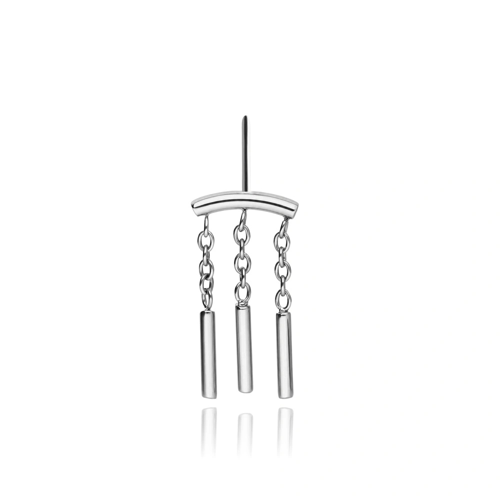 Titanium attachment for pins - push in - silver with white crystal - TPI-003