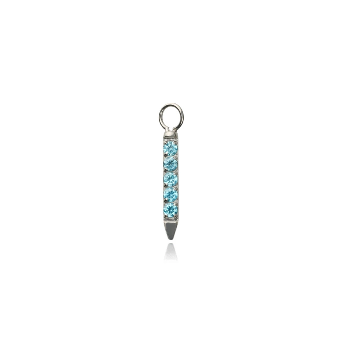 Titanium Charms with blue zircons - silver - D-063