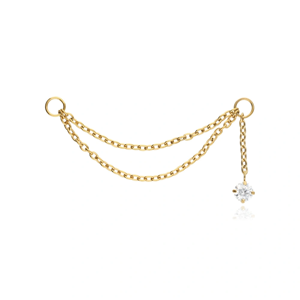 Titanium Chain with White Zirconia - silver - D-098