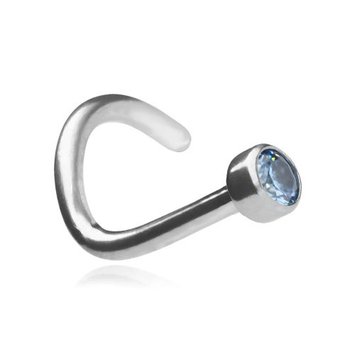 Titanium nose screw with blue zirconia - silver - TN-004