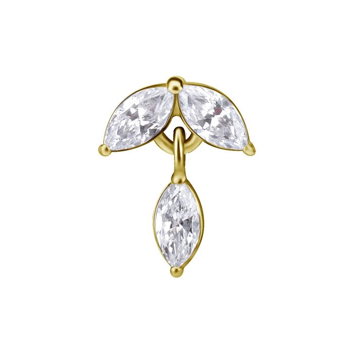 Attachment push in - leaves with white zircons - CoCr NF - gold - PI-024