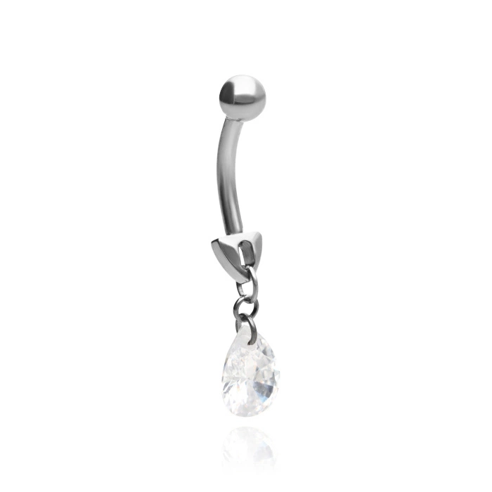 Titanium Belly button ring with white zirconia - TPP-042