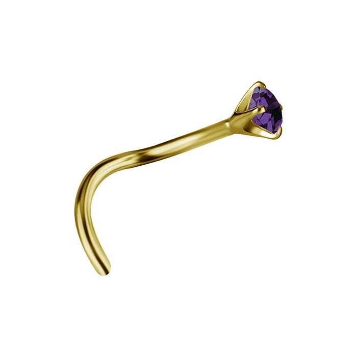 18K gold nasal earring with amethyst - GD18K-039