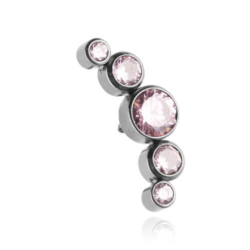 Titanium attachment cluster with pink zircons - sterling silver - TNA-033