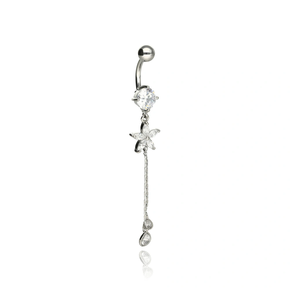 Dream catcher Belly button ring with white zirconia - KP-017-3