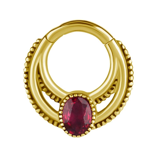 Piercing ring clicker - 18K gold with sapphire - GD18K-029