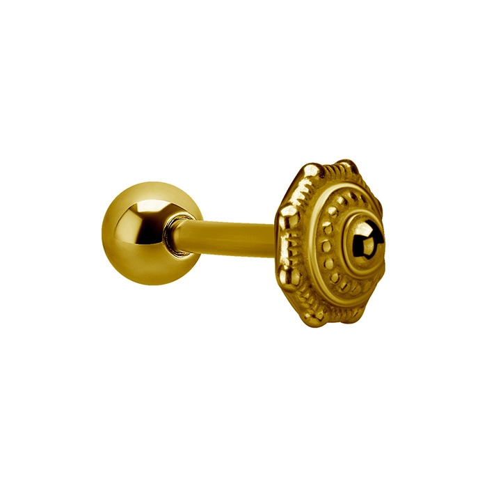 Tongue barbell decorative - gold - KJ-012