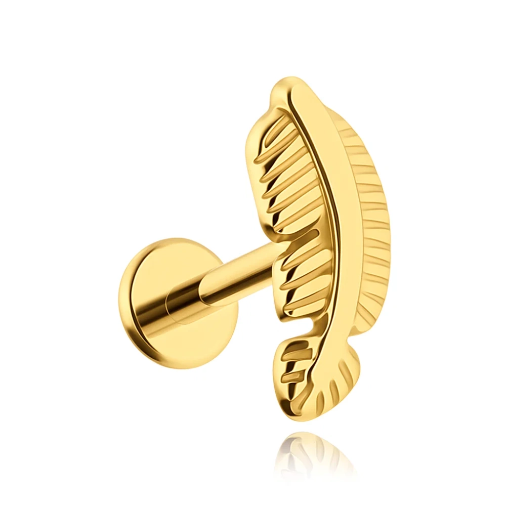 Titanium labret feather-gold