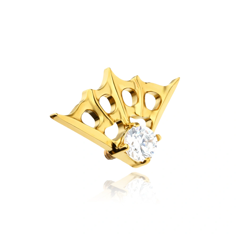 Titanium attachment spider web with white zirconia - gold - TNA-234