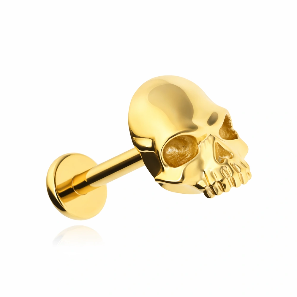 Titanium labret skull - gold