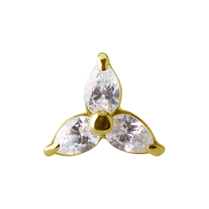 Attachment 18K gold ornamental with white zircons - GD18K-059