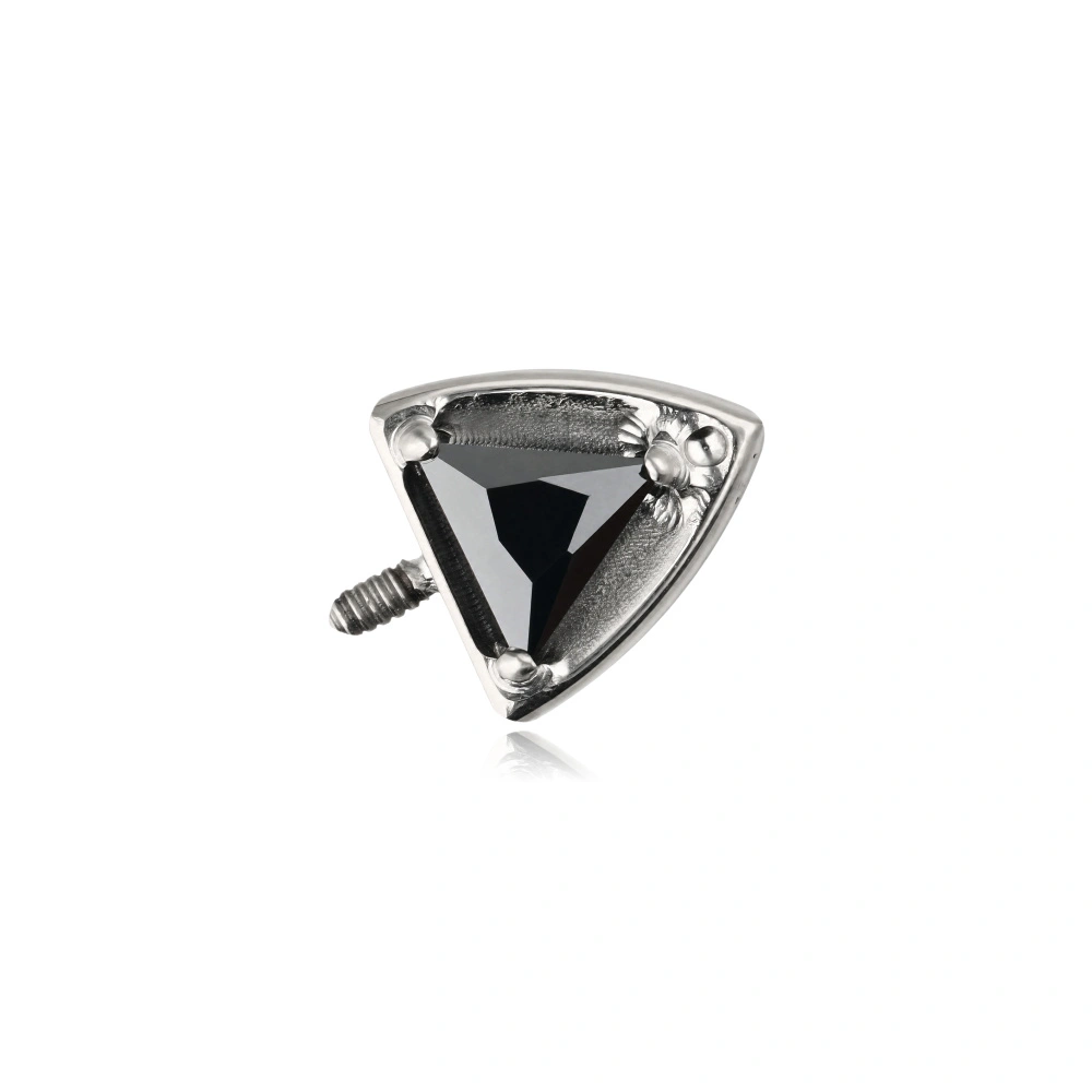 Titanium attachment - Bow with white cubic zirconia - silver - TNA-258