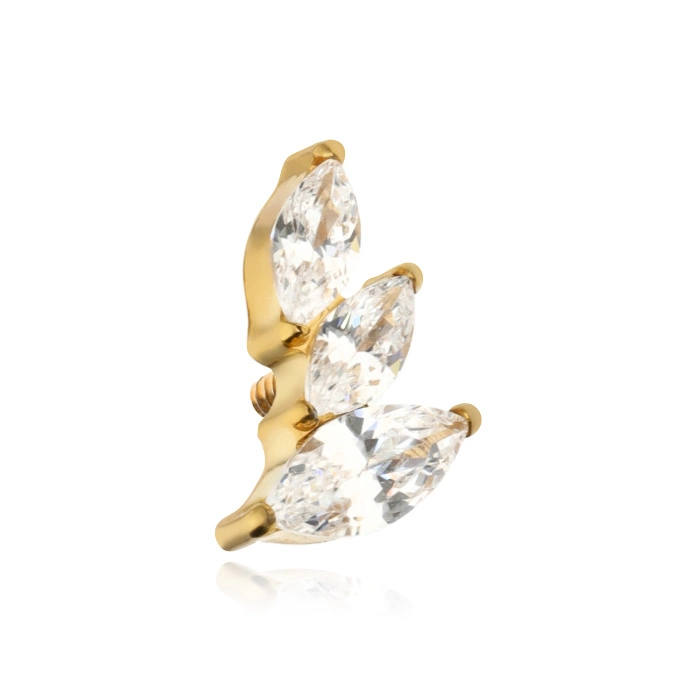 Titanium attachment with white zircons left - gold - TNA-134