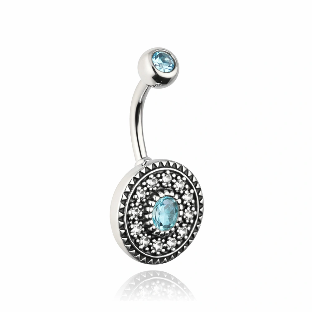 Openwork Belly button ring with zirconia blue - KP-039