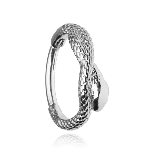 Silver snake clicker ring - K-058