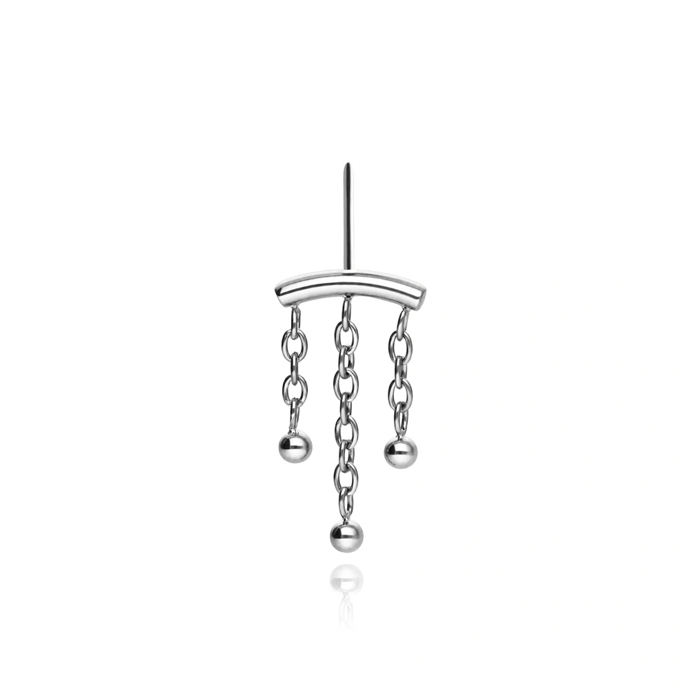 Titanium attachment for pins - push in - silver with white crystal - TPI-003