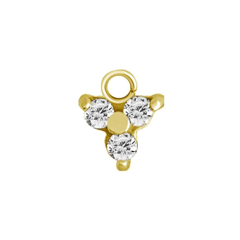 Charms - CoCr NF - triangle with white PREMIUM zircons - gold - D-006