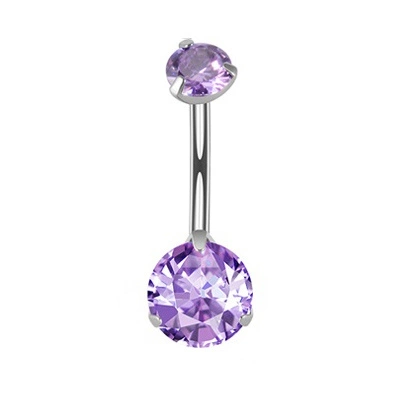 Titanium Belly button ring with purple zirconia - TPP-014