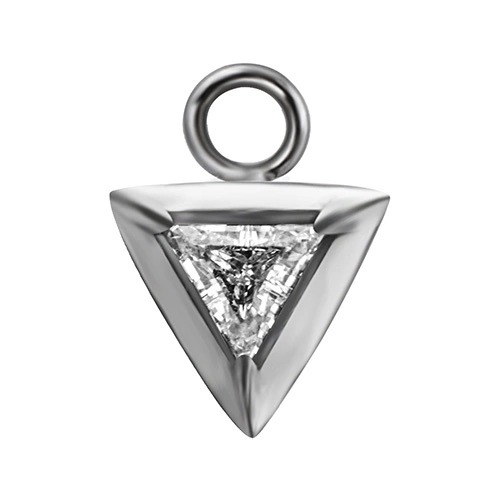 Charms - triangle with white zirconia - silver - D-065