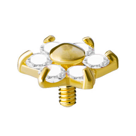 18K gold attachment for pins - gold flower with white zircons - GD18K-002