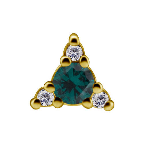 18K gold attachment for pins - green and white zirconias - GD18K-020