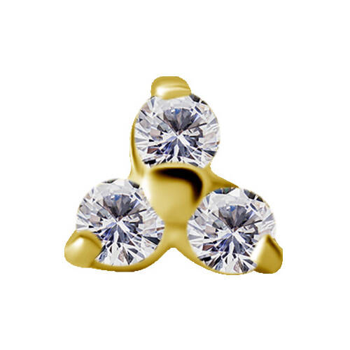 18K gold attachment for pins - triangle with white zirconias - GD18K-019