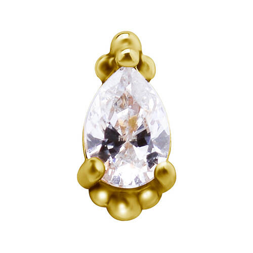 18K gold attachment for pins - white zirconia - GD18K-017