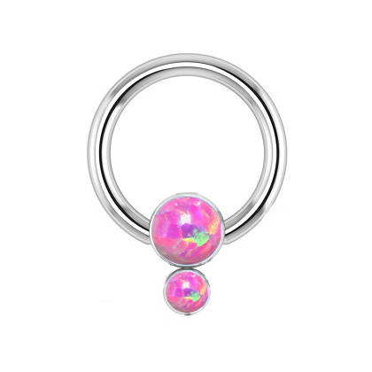 BCR titanium ring with pink opal OP22 - TK-014