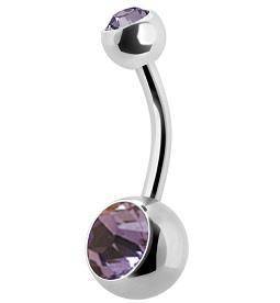 Belly button earring with light purple zirconia - KP-001-15