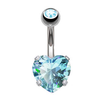 Belly button ring - blue heart - KP-036