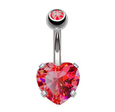 Belly button ring - red heart - KP-036