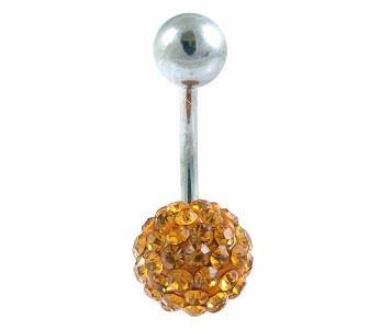 Belly button ring with champagne crystals - KP-003