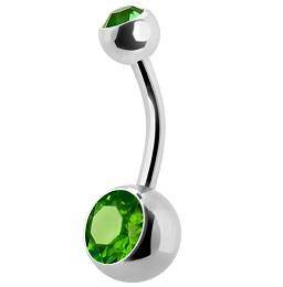 Belly button ring with green zirconia - KP-001-2