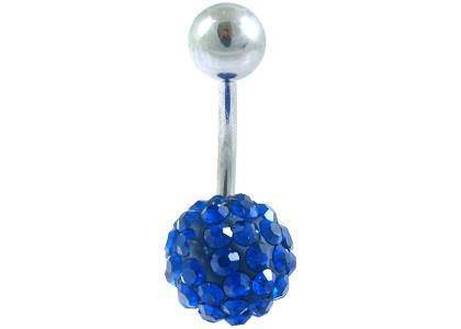 Belly button ring with navy blue crystals - KP-003
