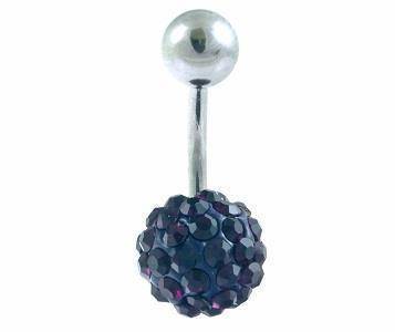 Belly button ring with purple crystals - KP-003