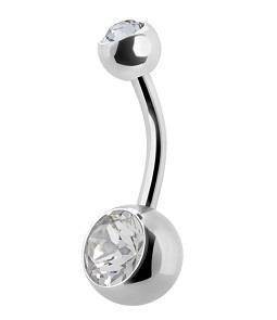 Belly button ring with white zirconia - KP-001-5