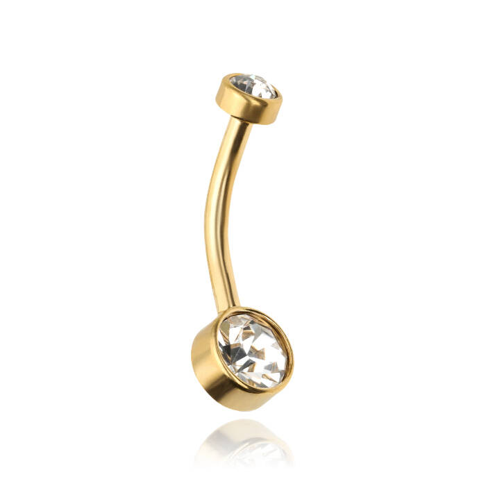 Belly button ring with white zircons - KP-056