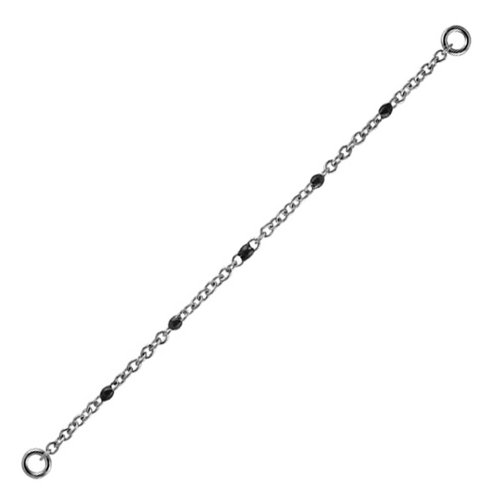 Chain - black beads - silver - D-023