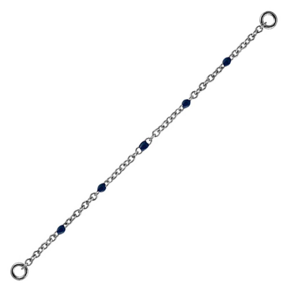 Chain - navy blue beads - silver - D-023