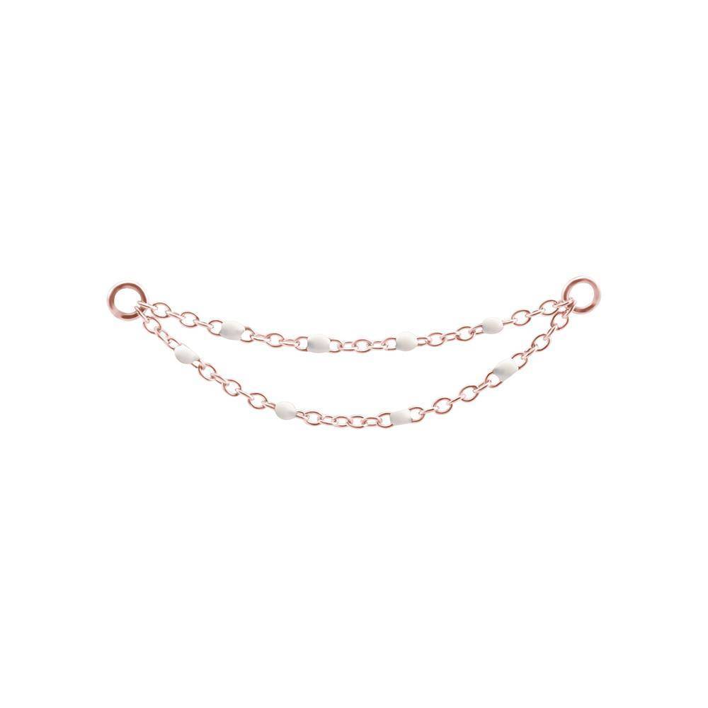 Chain - white beads - rose gold - D-022