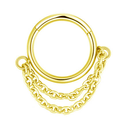 Circle earring clicker ornamental - chain - gold - K-028