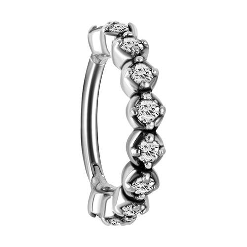 Clicker ring ring with white cubic zirconia - silver- K-006