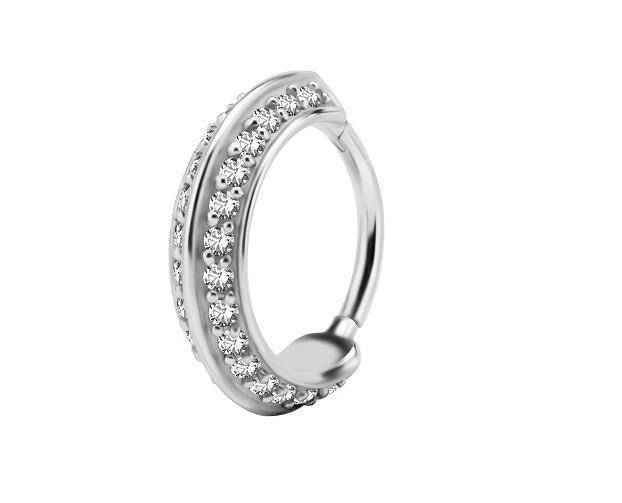 Clicker   ring with white zircons - K-015
