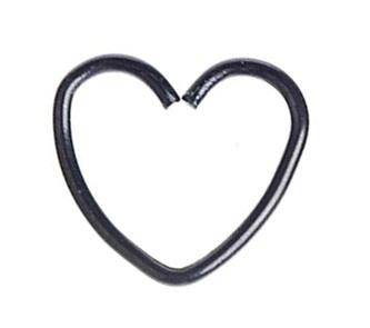 Continuous Bifurcated Heart Black Earring - CON-002