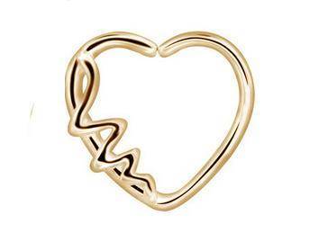 Continuous Bifurcated Heart Earring Rose Gold - Right - CON-014