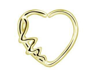 Continuous Bifurcated Heart Gold Earring - Right - CON-014