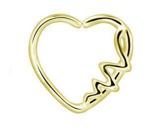 Continuous Bifurcated gold heart earring - left - CON-011
