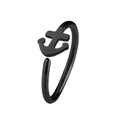 Continuous bifurcated earring - black anchor - CON-015