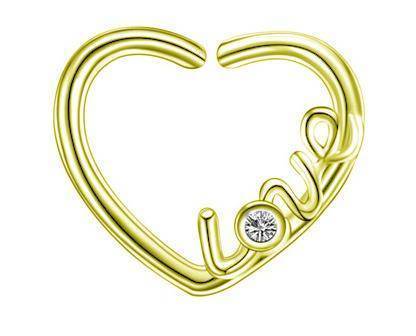 Continuous bifurcated heart earring Love gold - left - CON-018