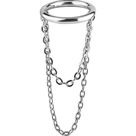 Decorative clicker circle earring - chain - K-021